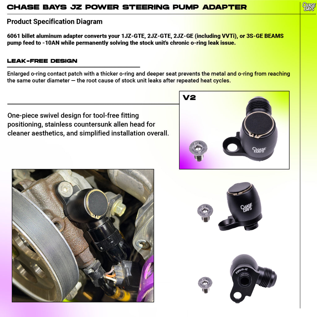 Power Steering Pump Feed 10AN Adapter - Toyota 1JZ | 2JZ & | Chase