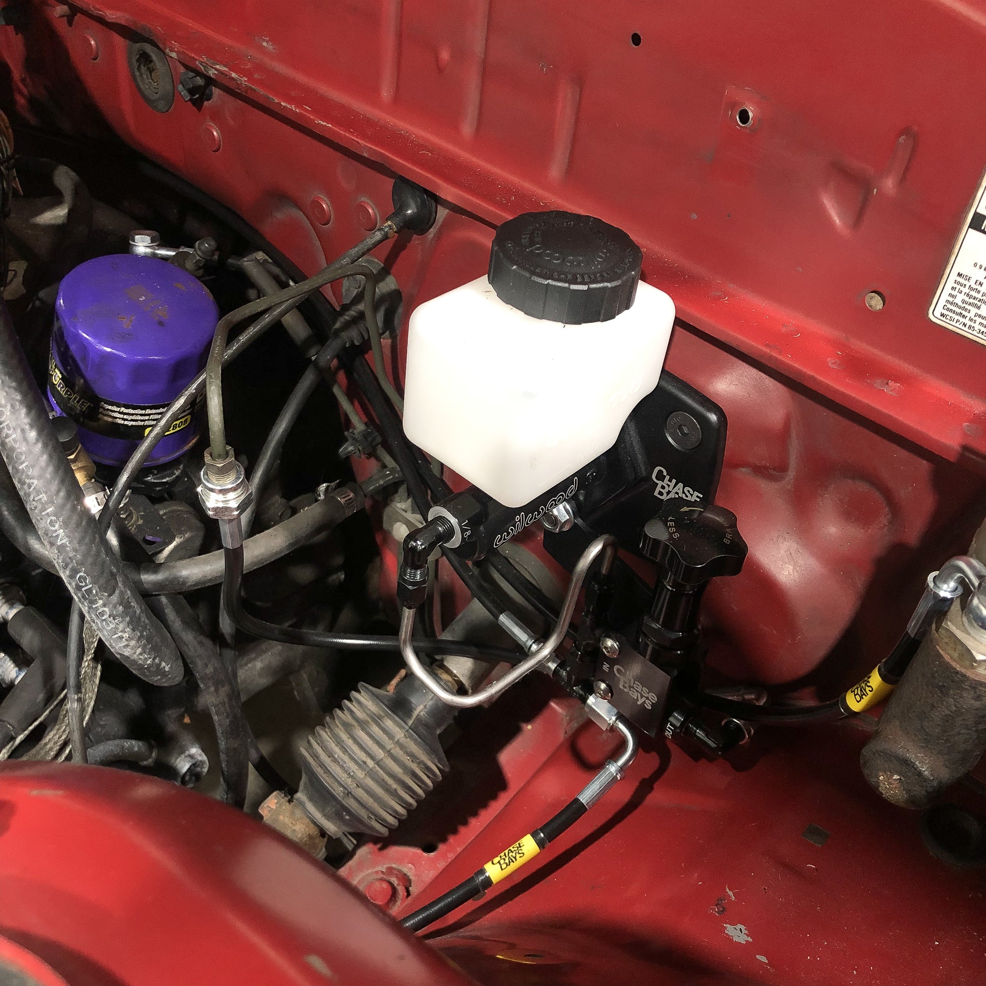 Chase Bays Brake Line Relocation for Mazda RX-7 FC with Single Piston