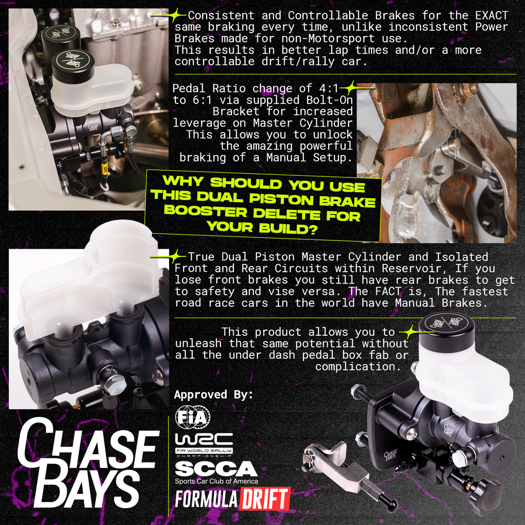 Chase Bays Dual Piston Brake Booster Delete with Bolt-On 6:1 Pedal Ratio